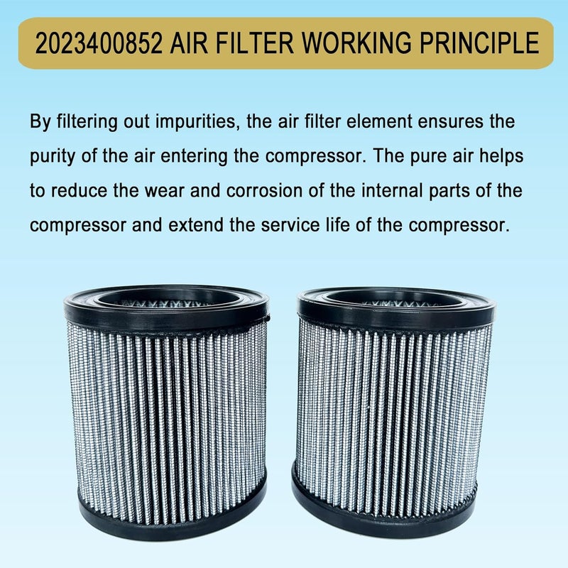 Bounetim 2 Pcs 2023400852 Air Filter Compatible with Quincy Air Compressor 2023-4008-52 2023400859 S1027 P05051A 51291, High-Efficiency Pleated Air Filter Element Replacement Part - Image 5